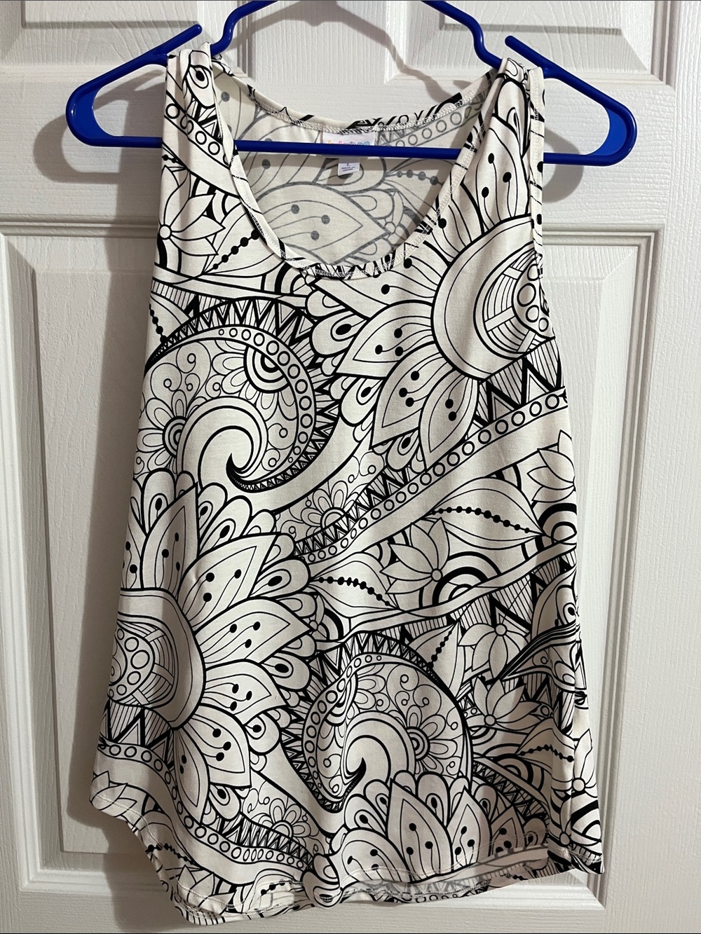 LuLaRoe Black & White Floral Paisley Tank